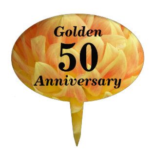 Golden 50 Anniversary Cake Topper