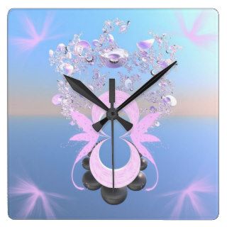 Clock with Blue Digital Jewels & Swirls