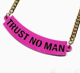 Trust No Man Necklace, Color Pink and Black   Seen on Brooke Bailey (Basketball Wives LA) and Nicki Minaj Jewelry