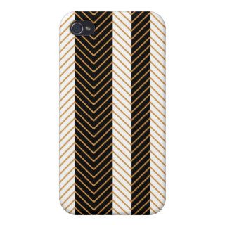 Abstract Gold Black Chevron Zigzag Stripes Pattern iPhone 4 Cases