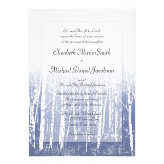 Blue Winter Aspen Birch Trees Wedding Invitations