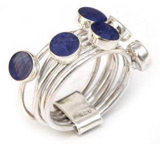 Sodalite cluster ring, 'Circular Complements' Jewelry