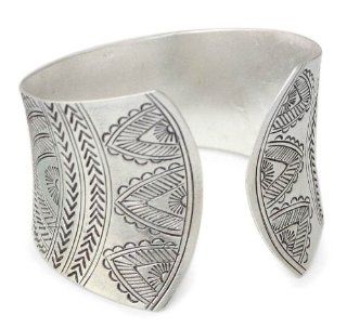 Sterling silver cuff bracelet, 'Pagoda' Jewelry
