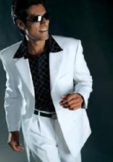 Men's Single Breasted 3 Button Dress Casual White Suit Wool High Twist All Year Around at  Men’s Clothing store