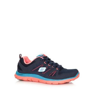 Skechers Navy Flex Appeal   Spring lace up trainers
