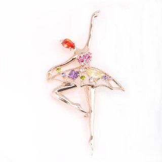 Fashion Plaza Swarovski Crystal Ballet Dancer Girl Brooch Pin Gifts with Garnet Amethyst Prasiolite BR135 Jewelry
