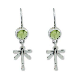 Peridot dangle earrings, 'Mexican Dragonfly'   Peridot Handmade Sterling Silver Dangle Earrings Jewelry
