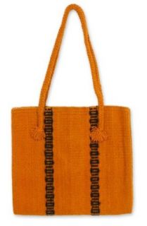 Wool handbag, 'Zapotec Orange' Clothing