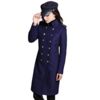 Uoften Fashion Women's Long Stand up Collar Double Breasted Winter Overcoat