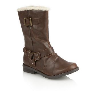 bluezoo Girls brown fleece lined boots