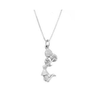 Sterling Silver One Sided Cheering Jumping Cheerleader Necklace Jewelry