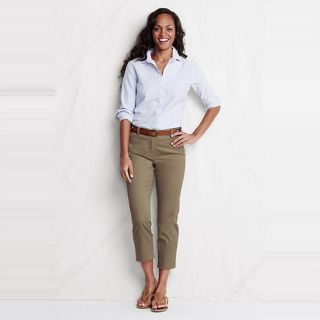 Lands End Beige womens stretch cropped chinos