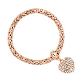 Jon Richard Pave crystal heart and rose gold mesh bracelet