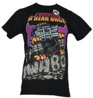 I Wrestled A Bear Once (IWABO) Mens T Shirt   Monster Truck Image on Black Clothing