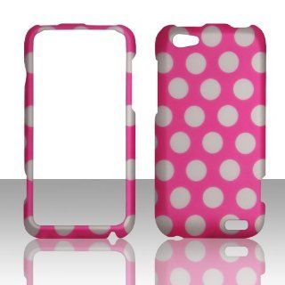 2D Dots on Pink HTC One V Virgin Mobile, U. S. Cellular Case Cover Hard Phone Case Snap on Cover Rubberized Touch Faceplates Cell Phones & Accessories
