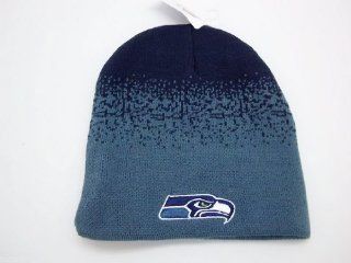 SEATTLE SEAHAWKS NFL Cuffless Overspray Style Knit Beanie Hat Cap  Sports Fan Beanies  Sports & Outdoors