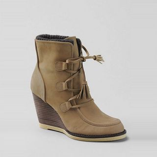 Lands End Beige womens tenley wedge ankle boots