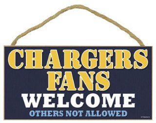 San Diego Chargers Fans Welcome Others Not Allowed 5" X 10" Wood Plaque Home Decor Wall Hanging  