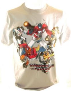 Transformers Mens T Shirt   Gray w/ Classic Optimus Prime, BumbleBee, Hot Rod, Jazz & Others Clothing