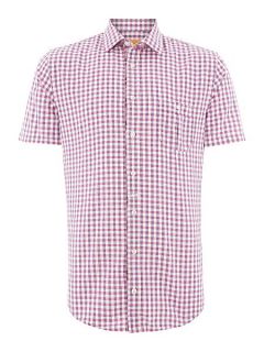 Hugo Boss Short sleeve gingham shirt Pink