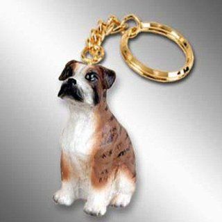 Boxer, Brindle, Uncropped Tiny Ones Dog Keychains (2 1/2 in)