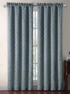 Ripley Blue Lined and Interlined One Embroidered Faux Silk Blackout Window Top Curtain Panel made of 100% Polyester. Blocks 99% of light and Reduce outside noise.   Window Treatment Curtains