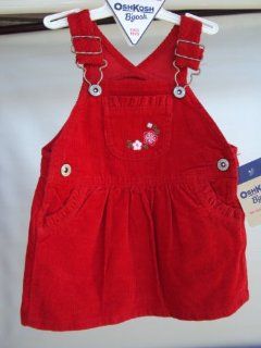 OshKosh B'gosh Girls Solid Red Cotton Corduroy Overall Jumper 2 Toddler (2t) Infant And Toddler Dresses Baby