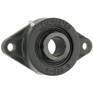 Sealmaster MSFT 32C Medium Duty Flange Unit, 2 Bolt, Regreasable, Contact Seals, Setscrew Locking Collar, Cast Iron Housing, 2" Bore, 8 1/2" Overall Length, 7 1/4" Bolt Hole Spacing Width, 13/16" Flange Height Flange Block Bearings In
