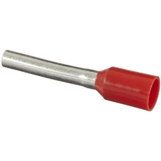 Panduit FSF77 10 D Insulated Ferrule, Single Wire French End Sleeve, 18 AWG Wire Size, Red, 0.11" Max Insulation, 17/32" Wire Strip Length, 0.06" Pin ID, 0.39" Pin Length, 0.65" Overall Length (Pack of 500) Terminals Industrial &