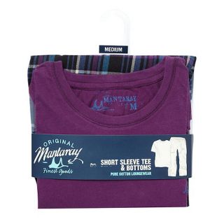 Mantaray Purple t shirt and checked bottoms loungewear set