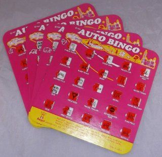 Pink Auto Backseat Bingo Pack of 4 Bingo Cards (Great For Family Vactions, Car Rides, and Road Trips) Toys & Games