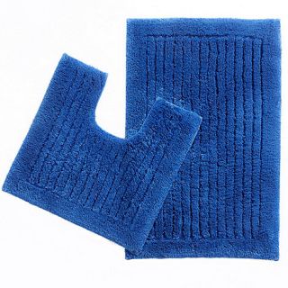 Christy Royal blue tufted pedestal and bath mat set