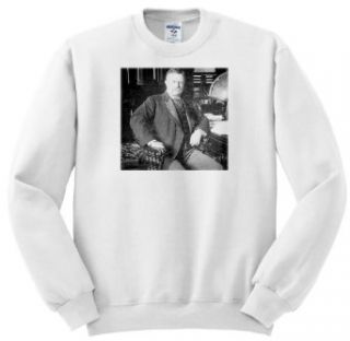 Scenes from the Past Vintage Stereoview   Teddy Roosevelt at His Desk Stereoview Black and White   Sweatshirts Clothing