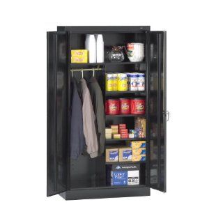 Tennsco 7214 24 Gauge Steel Standard Welded Combination Storage Cabinet, 5 Shelves, 150 lbs Capacity per Shelf (50 lbs per half shelf), 36" Width x 72" Height x 18" Depth, Black