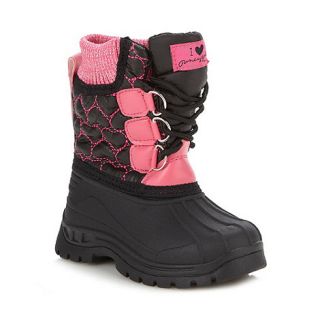 Pineapple Girls black heart quilted snow boots