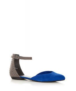 Grey and Blue Two Part Gem Ankle Strap Pumps