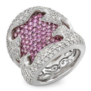18k White Gold Pink Sapphire and Diamond Ring, Size 7 (2.21 cttw) Jewelry