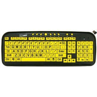 EZSee by DC   Wireless Large Print Computer Keyboard by DataCal   Yellow Keys with Black Jumbo Oversized Print Letters for Low Vision, or Low Light also for Seniors and People with Bad Vision or Visually Impaired Individuals Vivid Black Over sized Letters
