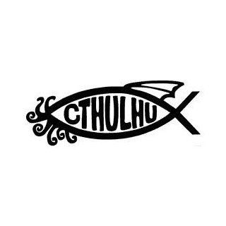Black Cthulhu Fish Cut Out Vinyl Sticker * Here is our rendition of H.P. Lovecraft's iconic Cthulhu creature in a vinyl version. Some have likened the Cthulhu creature to a God; others see him as a demon; some simply see Lovecraft as an individual with