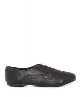 Black Leather Look Lace Up Brogues