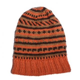 Silly yogi unisex hand knit woolen slouchy winter hat Orange One Size Clothing
