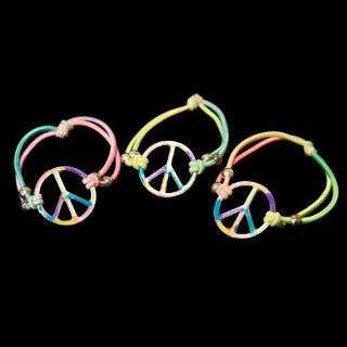 Rainbow Peace Sign Bracelet   12 per pack Toys & Games