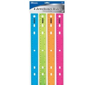 Bazic Plastic Ruler, 12 Inches (30 cm), Jewel Tones Color, 4 per Pack (Case of 24)  Office And School Rulers 