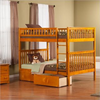 Woodland Bunkbed with 2 Urban Lifestyle Bed Drawers in Caramel   AB56X47