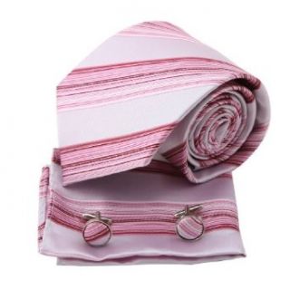 Pink Stripes Woven Silk Neckie Handkerchiefs Cufflinks Present Box Set hot pink mens cufflinks Pointe Tie PH1157 One Size Hot Pink at  Mens Clothing store Neckties