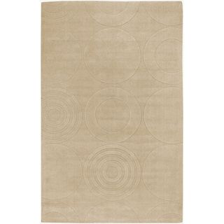 Hand crafted Ivory Geometric Wells Wool Rug (2' x 3') Surya Accent Rugs