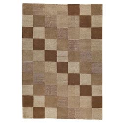 Hand knotted Indotibetan Brown Checkered Wool Rug (8'3 x 11'6) 7x9   10x14 Rugs