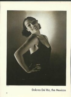 Actress Dolores Del Rio by Edward Steichen Vanity Fair magazine page 1930s Entertainment Collectibles