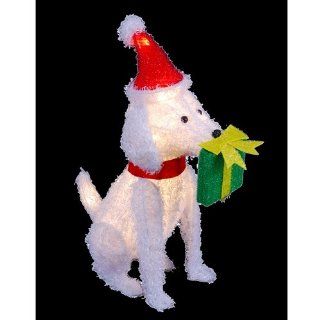 Lighted Dog With Green Present Box In Mouth
