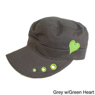 Womens Cadet Style Adjustable Size with Embroidered Heart Hat Pug Gear Women's Hats